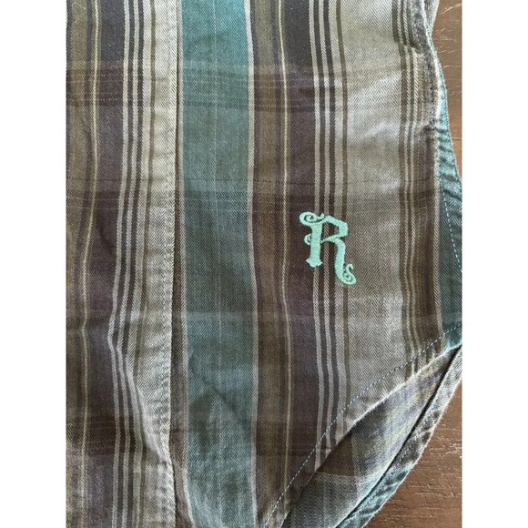 Rock & Roll Cowgirl Women's Size L Button Down Blue Black Pearl Snaps Western - Picture 8 of 13